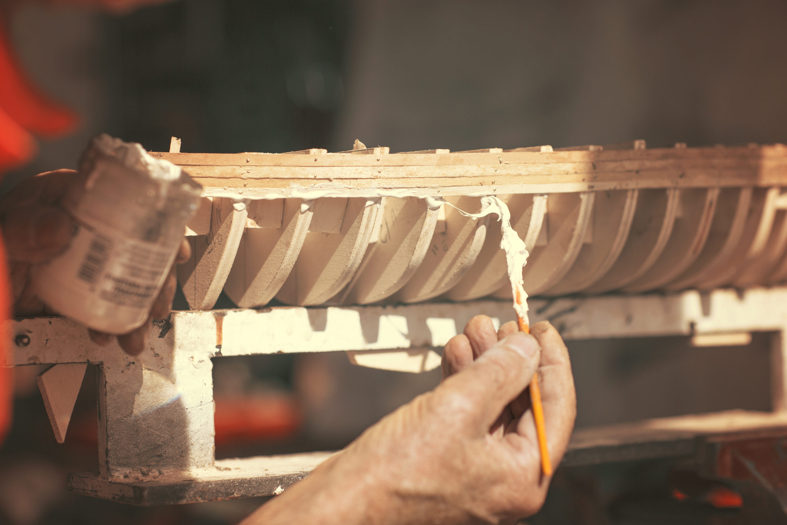 handcrafted craftwork of a wooden boat model